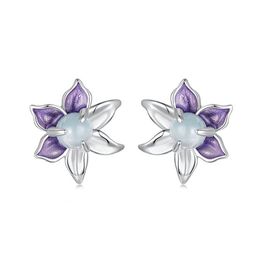 925 Sterling Silver Earrings with Enamel and Transparent Glass for Women