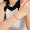 925 Sterling Silver Bracelet 17cm Oxidized & Platinum Plated for Women-7