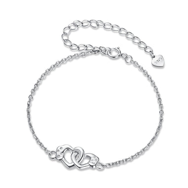 925 Sterling Silver White Gold Plated Chain Bracelet for Women