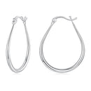 925 Sterling Silver Earrings for Women - 2.9x0.2cm, Plated White Gold, Style L-1