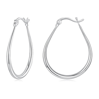 925 Sterling Silver Earrings for Women - 2.9x0.2cm, Plated White Gold, Style L