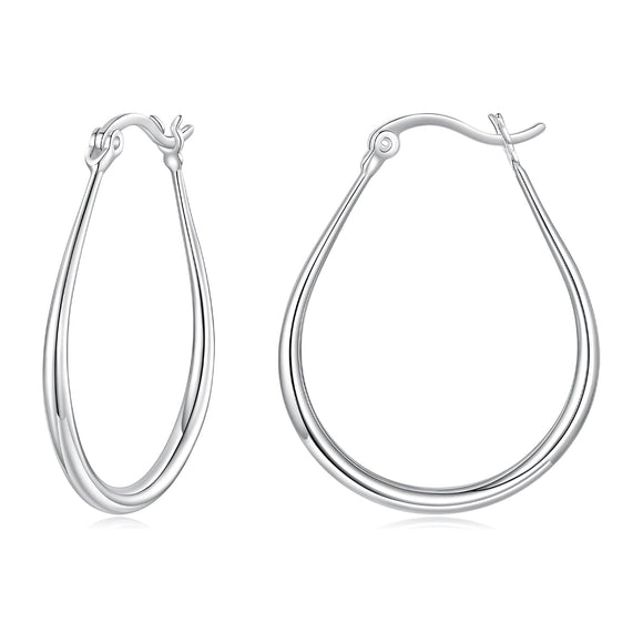 925 Sterling Silver Earrings for Women - 2.9x0.2cm, Plated White Gold, Style L