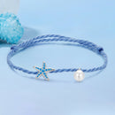 925 Sterling Silver Adjustable Starfish & Shell Pearl Bracelet for Women-3