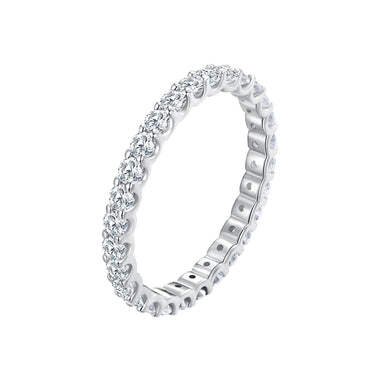 S925 Sterling Silver 2.0mm Moissanite Ring Size 9 for Women - 0