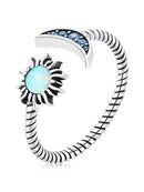 925 Sterling Silver Oxidized Silver Pavé Setting CZ Translucent Opal Ring-2