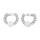 925 Sterling Silver White Gold Plated 1.6cm Hoop Earrings with Synthetic Pearl for Women-1