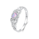 925 Sterling Silver Opal and CZ Stackable Ring in Size 6 for Women-4