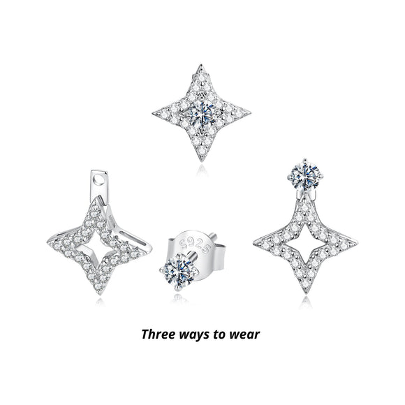 925 Sterling Silver Moissanite 0.1ct Earrings for Women