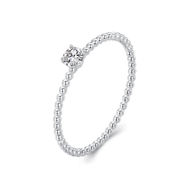 925 Sterling Silver 3mm Moissanite Ring for Women - Size 6 - 0