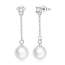 925 Sterling Silver Earrings with Pavé Setting CZ & Quality Shell Pearl-1
