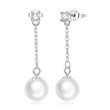 925 Sterling Silver Earrings with Pavé Setting CZ & Quality Shell Pearl