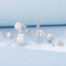 925 Sterling Silver Earrings with CZ and Synthetic Pearl, 1.7cm, White Gold Plated for Women-2