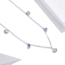 925 Sterling Silver Adjustable Necklace with Scallop Design and Pavé Setting CZ-3