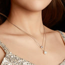 925 Sterling Silver Moissanite & Quality Shell Pearl Necklace for Women - 40+5cm, White Gold Plated-6