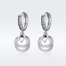 925 Sterling Silver Earrings with Quality Shell Pearl and CZ for Women-4