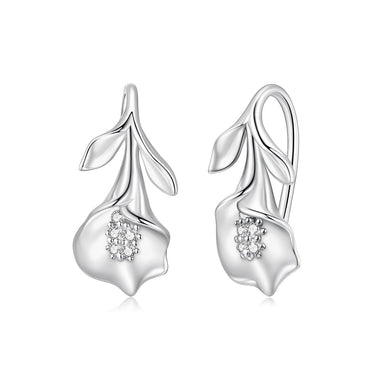 925 Sterling Silver Earrings with White Gold Plating and CZ
