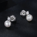 925 Sterling Silver Moissanite 0.1ct Freshwater Pearl Earrings for Women-5