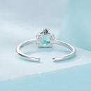 925 Sterling Silver White Gold Plated Transparent Glass Turtle Ring-4