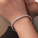 925 Sterling Silver White Gold Plated 16cm Stretchable CZ Bracelet for Women-7