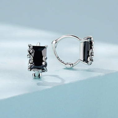 925 Sterling Silver Earrings with CZ and Oxidized Finish for Women - 0
