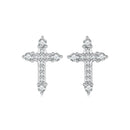 925 Sterling Silver Earrings with Pavé Setting CZ in White Gold Plating - 1.2x0.8cm for Women-2