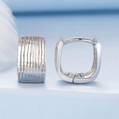 925 Sterling Silver Earrings for Women with White Gold Plating - 1.1cm x 0.7cm - 0