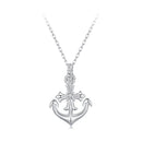 925 Sterling Silver Necklace with Pavé Set CZ and White Gold Plating-2