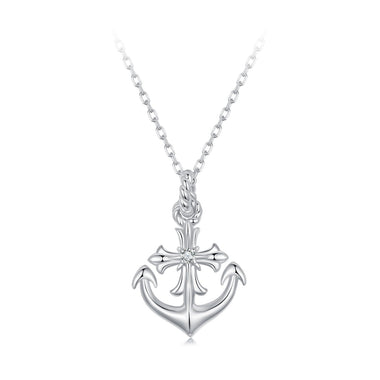 925 Sterling Silver Necklace with Pavé Set CZ and White Gold Plating - 0