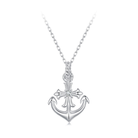 925 Sterling Silver Necklace with Pavé Set CZ and White Gold Plating