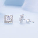 925 Sterling Silver Earrings with Pavé Setting CZ and Platinum Plating.-7