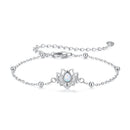925 Sterling Silver White Gold Plated Bracelet with Synthetic Opal - Length 15+6cm for Women-2
