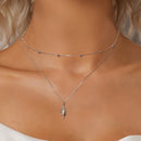 925 Sterling Silver Plated White Gold Adjustable Necklace-6