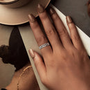 925 Sterling Silver and White Gold 0.5cm Ring Size 6.0-5