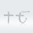 S925 Sterling Silver Earrings with Pavé Set CZ in Platinum Finish-4
