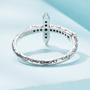 925 Sterling Silver Oxidized Ring with Pavé Setting CZ, Size 6.0 for Women-1