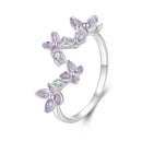 925 Sterling Silver White Gold Plated Ring with Enamel and CZ for Women-3