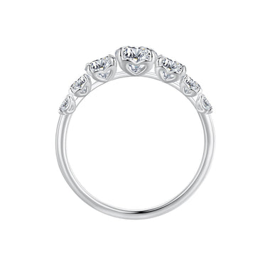 925 Sterling Silver Moissanite Engagement Ring with 5mm, 4mm, 3mm, 2.5mm Stones for Women - 0