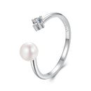 925 Sterling Silver Moissanite Quality Shell Pearl Ring for Women - Size E-2