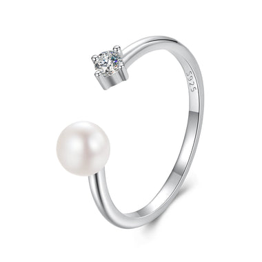 925 Sterling Silver Moissanite Quality Shell Pearl Ring for Women - Size E - 0