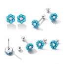 925 Sterling Silver Turquoise Pavé Setting CZ Earrings for Women-3