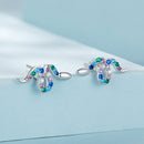925 Sterling Silver Earrings with Pavé Setting CZ, 7x15mm, Plated Platinum for Women-3