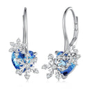 925 Sterling Silver Earrings with Transparent Glass and CZ, 23*12mm for Women-2
