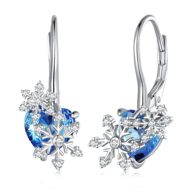 925 Sterling Silver Earrings with Transparent Glass and CZ, 23*12mm for Women - 0