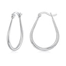 925 Sterling Silver Earrings for Women - 2.9x0.2cm, Plated White Gold, Style L-2