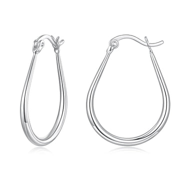 925 Sterling Silver Earrings for Women - 2.9x0.2cm, Plated White Gold, Style L - 0