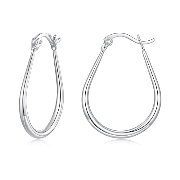 925 Sterling Silver Earrings for Women - 2.9x0.2cm, Plated White Gold, Style L