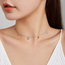 925 Sterling Silver Adjustable Necklace with Scallop Design and Pavé Setting CZ-7