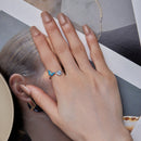 925 Sterling Silver Opal Nanometer Stone Plated Platinum Ring-7