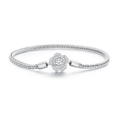 925 Sterling Silver Bracelet with Pavé Setting CZ, 17cm for Women