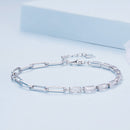 925 Sterling Silver Pavé Setting CZ Bracelet with Platinum Plating, Adjustable 14.5+3cm, for Women-3